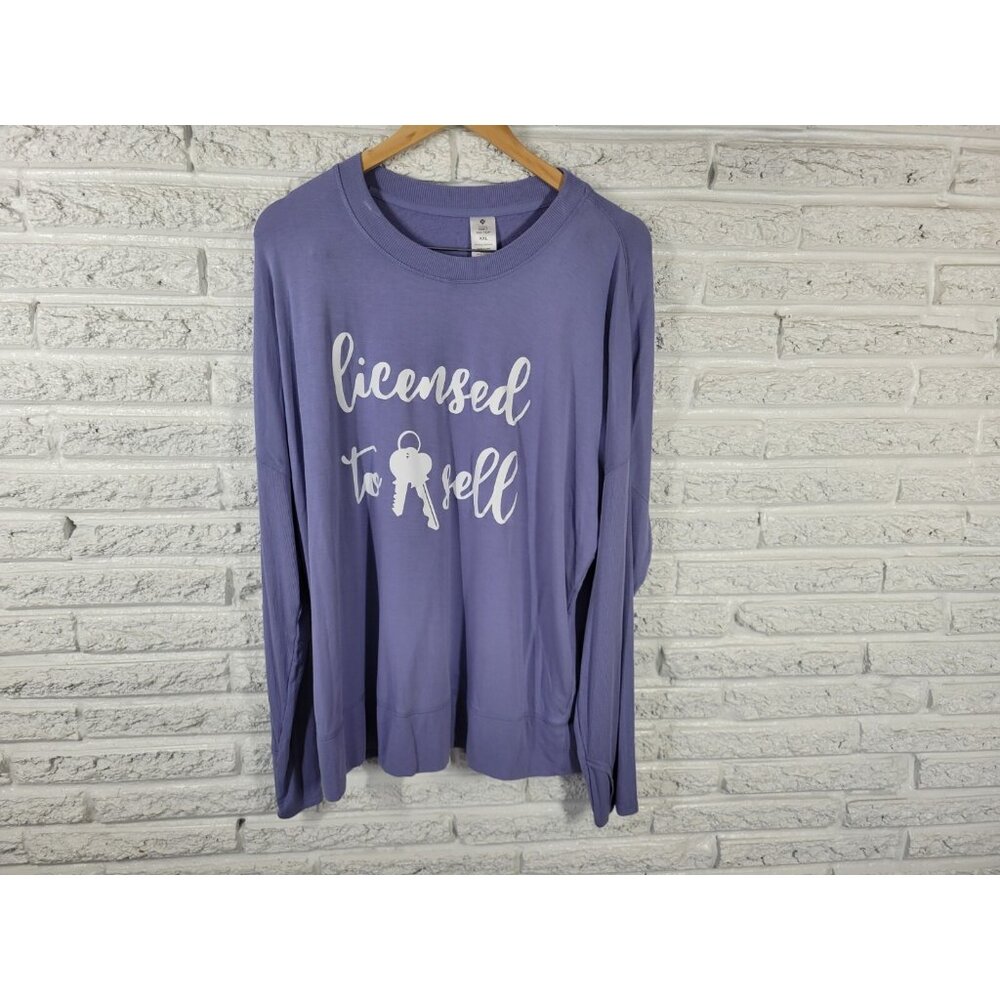 Sam's Lavender Pajama Top 2XL Plus Realtor Stretch Long Sleeve Sleepwear NOV68E